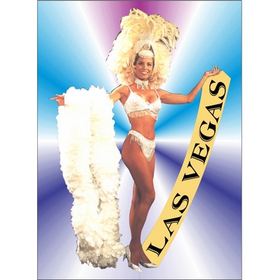 Vegas Showgirl in Yellow Rectangle Badge w/ Bar Pin (2.5"x3.5")