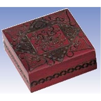 Traditional Square Wood Box w/Diamond & Heart Pattern (4"x4"x1 1/2")