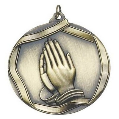 Medal "Praying Hands" - 2 1/4" dia. Die Cast