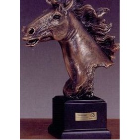 Brown Horse Head Trophy w/Square Base (8"x11")