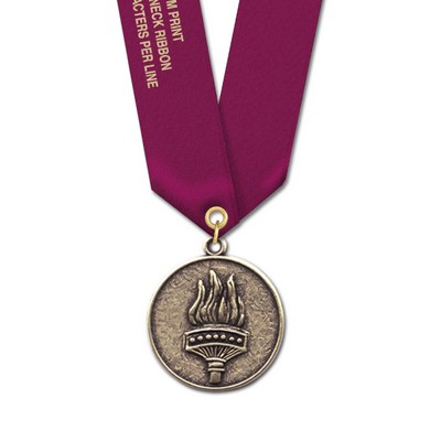 1 1/8" Torch Cast CX Medal w/ Satin Neck Ribbon