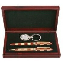 Multi-Wood Color Pen W/ Key Holder in Wood Box