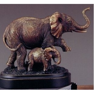 Elephant & Calf Trophy w/Oblong Base (6"x5")