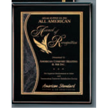 Piano Finish Ebony Black Plaque w/Metal Engraving Plate (7"x9")