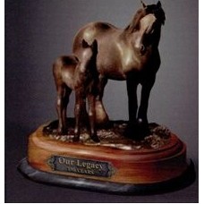 Custom Cultured Bronze Equine Sculpture w/ American Walnut Base