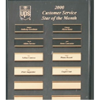 Black Genuine Marble Perpetual Plaque w/36 Names (14"x16")