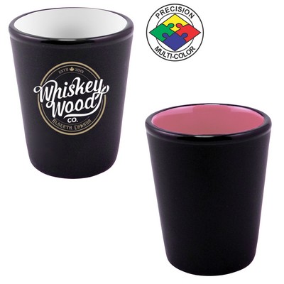 1 1/2 Oz. Hilo Two Toned Satin Shot Glass - Black/Pink