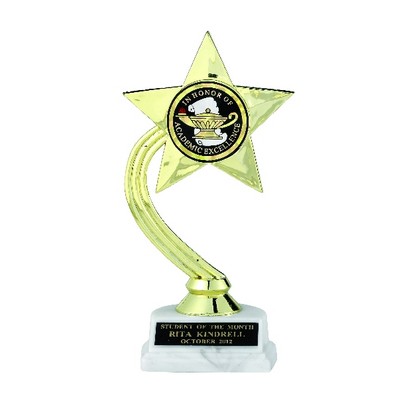 8" Gold Star Trophy Holds 2" Insert