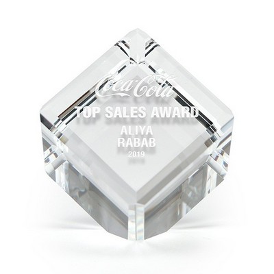 2" Slant Cut Glass Cube