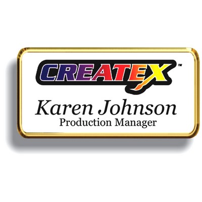 White PVC Inserts/Gold Framed PVC Badge (1 1/2" x 3")