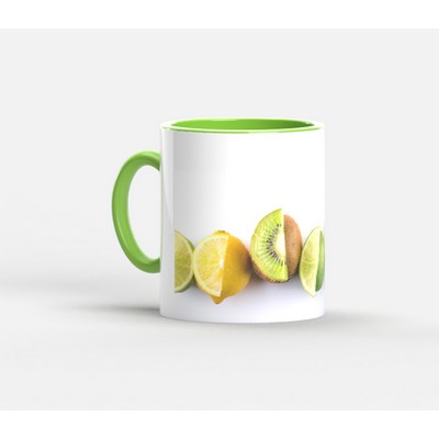 11 Oz. Full Color Two Tone Mug (Lime Green Handle & Interior)