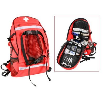 Red w/ White Cross Emblem E.M.S. Trauma Backpack