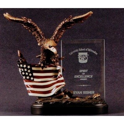 American Eagle Glass Award w/Flag (4" x 6")