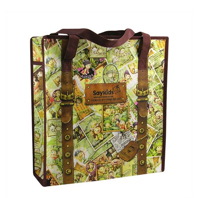 Custom Full-color Laminated Non-Woven Zipper Tote Bag14"x15"x5"