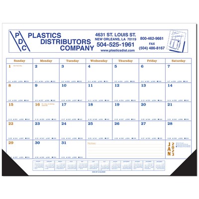 Jumbo Desk Pad Calendar - Blue/Gold Datepad w/Year at Bottom