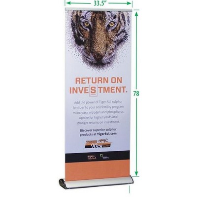 33.5" Custom Printed Premium Retractable Display w/HD No Curl Panel