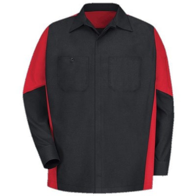 Red Kap™ Unisex Long Sleeve Crew Shirt - Black/Red Contrast