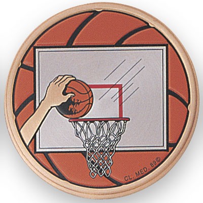 2" Basketball Embossed Litho Printed Medallion Insert Disc