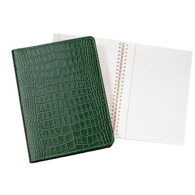 Refillable Spiral Notebook W/ Crocodile Embossed Leather Cover (7"x9 1/4")