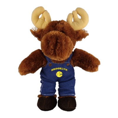 Soft Plush Stuffed Moose in denim overall.