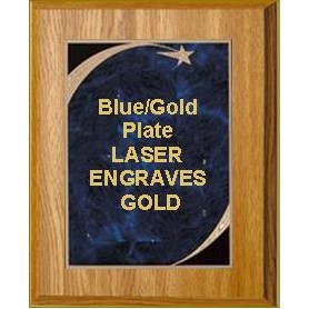 Oak Plaque 8" x 10" - Victory Star Blue Marble 6" x 8" Plate