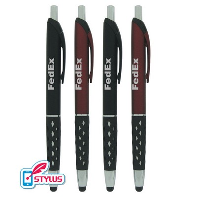 Colored - Window-Grip - Stylus Click Pen with Silver Trim