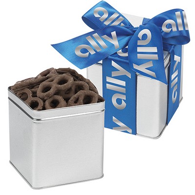 Classic Present Tin w/ Chocolate Covered Pretzels