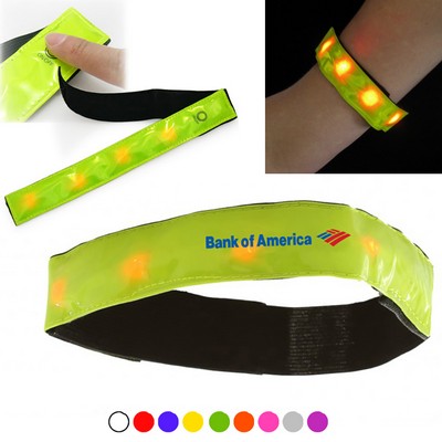 Led Flashing Light Reflective Wristband And Armband W/ Velcro