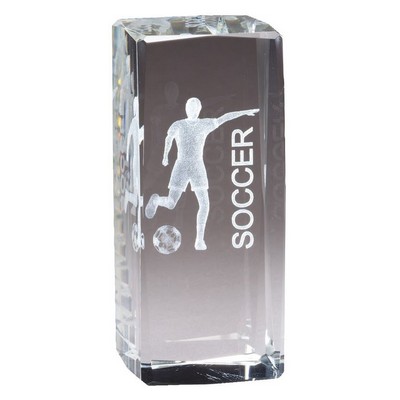 Crystal Block with 3-D Laser Soccer, Female 2" x 4.5"