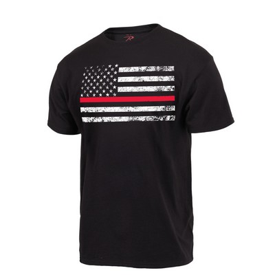 Black Thin Red Line Flag T-Shirt (2XL)