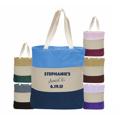 Canvas Tri Color Professional Tote Bag - Overseas - Natural