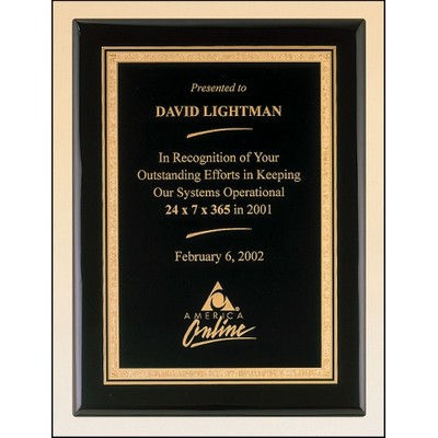 Black Stained Piano Finish Plaque w/Florentine Border (7"x9")