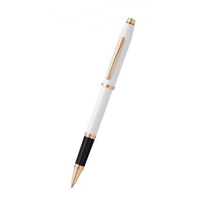 Century® II White Lacquer Rollerball Pen w/Polished Rose PVD Appointments