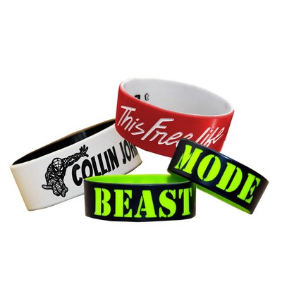 Debossed Wide 2 Tone Color Coated Wristbands