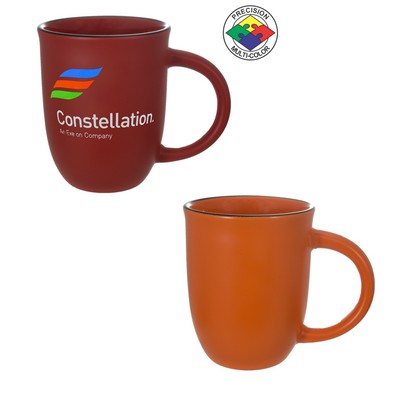 14 Oz. Satin Matte Orange Contemporary Salem Mug w/Black Halo - Precision Spot Color