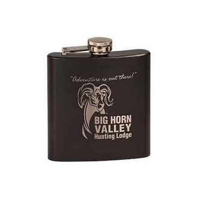 6 oz. Matte Black Stainless Steel Flask