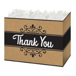 Large Thank You Kraft Stripes Theme Gift Basket Box