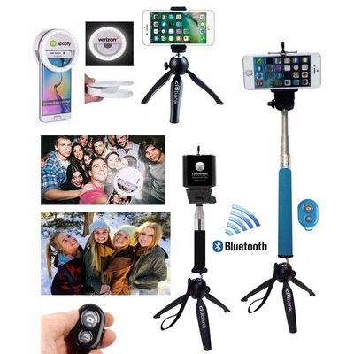 Kidder Selfie Ring Light + Universal Tripod + Selfie Stick + Bluetooth Remote Shutter (Blue)