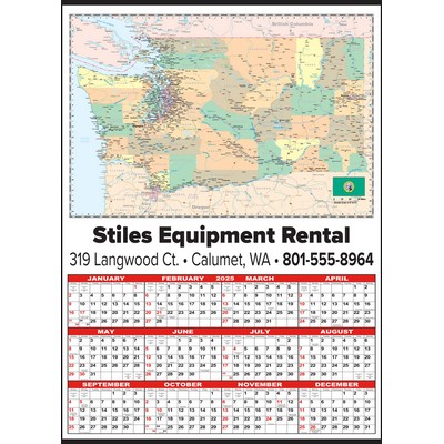 Small Washington State Map Year-In-View® Calendar