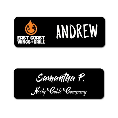 Plastic Black Reusable Name Badge 1 x 3"