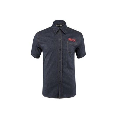 Mens Expo Denim Short Sleeve Full Button Shirt