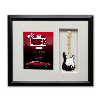 22"x19" Shadowbox Rockstar Guitar Award (10" Fender® Electric/ Electric Mini Guitar)