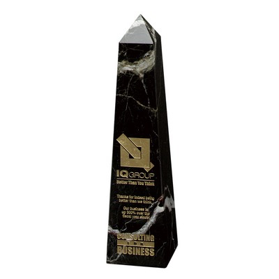 Medium-Large Black Zebra Marble Obelisk Pinnacle Award