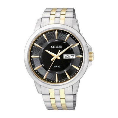 Citizen Men's Quartz Two-Tone Stainless Steel Watch with Black Dial and Date