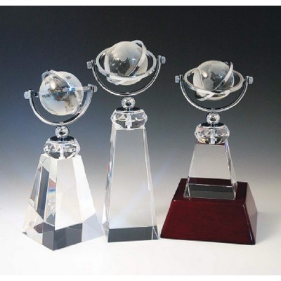 World Globe Optical Crystal Award/Trophy 8"H