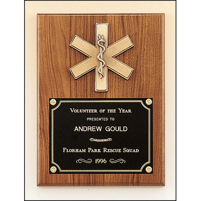 Walnut Piano Finish Plaque, Emergency Medical Casting, 9x12"