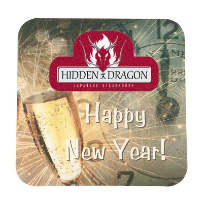 Full Color Process 40 Point New Year's Eve Pulp Board Coaster