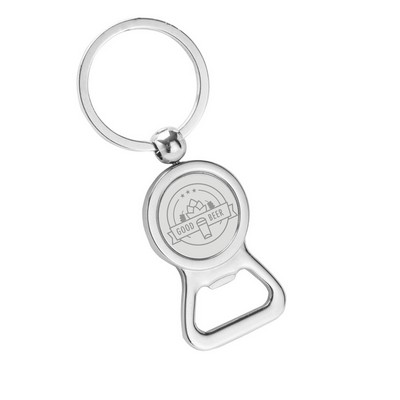 Circle Shaped Chrome Bottle Opener Key Tag