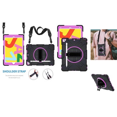 Kidder iPad 10.2" Case with Hand Strap + Shoulder Strap (Pink)