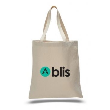 Recycled Natural Canvas Promotional Bag w/ Web Handles - 1 Color (15"x16")